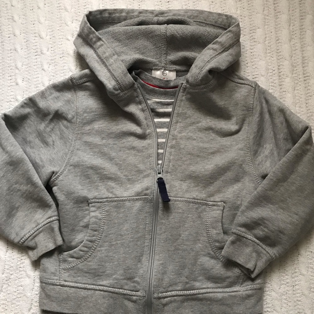 Zip Up Sweatshirt and Striped T-Shirt